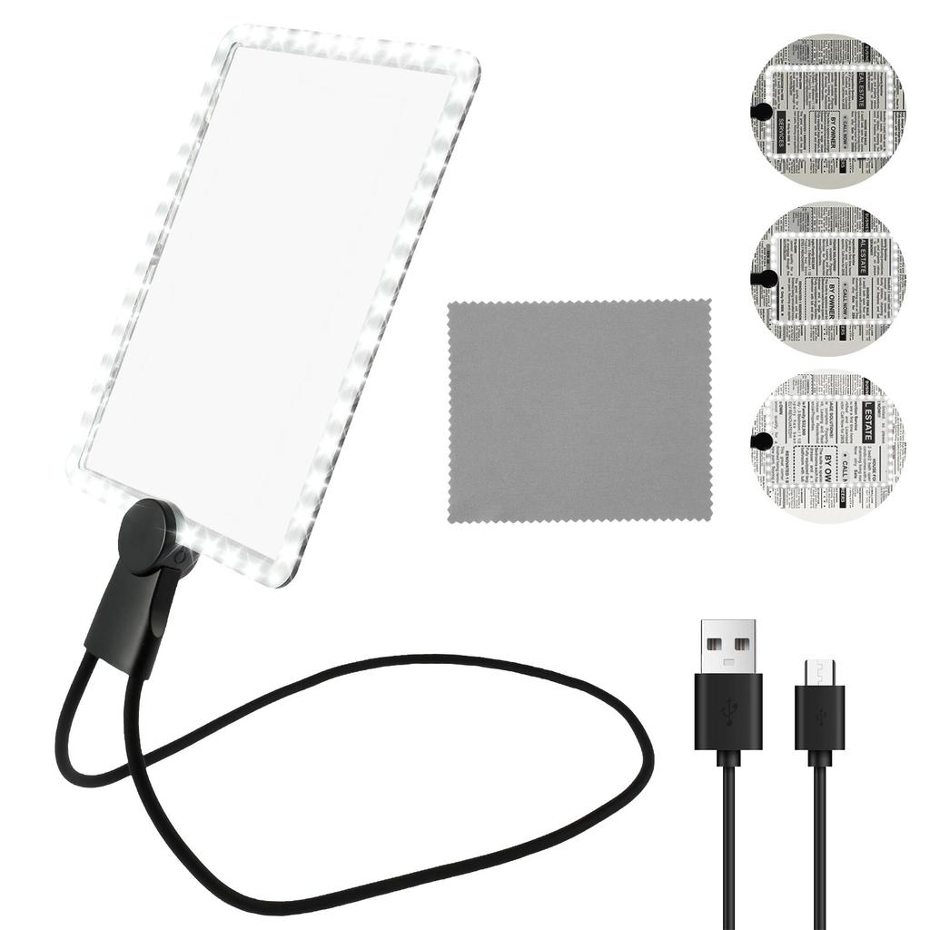 5X Full Page Magnifier Neck Mounted Hands Free Dimmable LED for Books Maps Newspaper Painting Repair