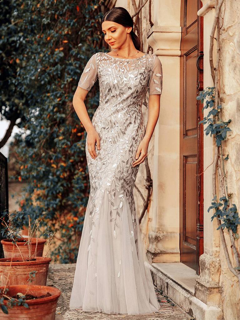 Вечернее платье из тюля Ever-Pretty Illusion с вышивкой «рыбий хвост»