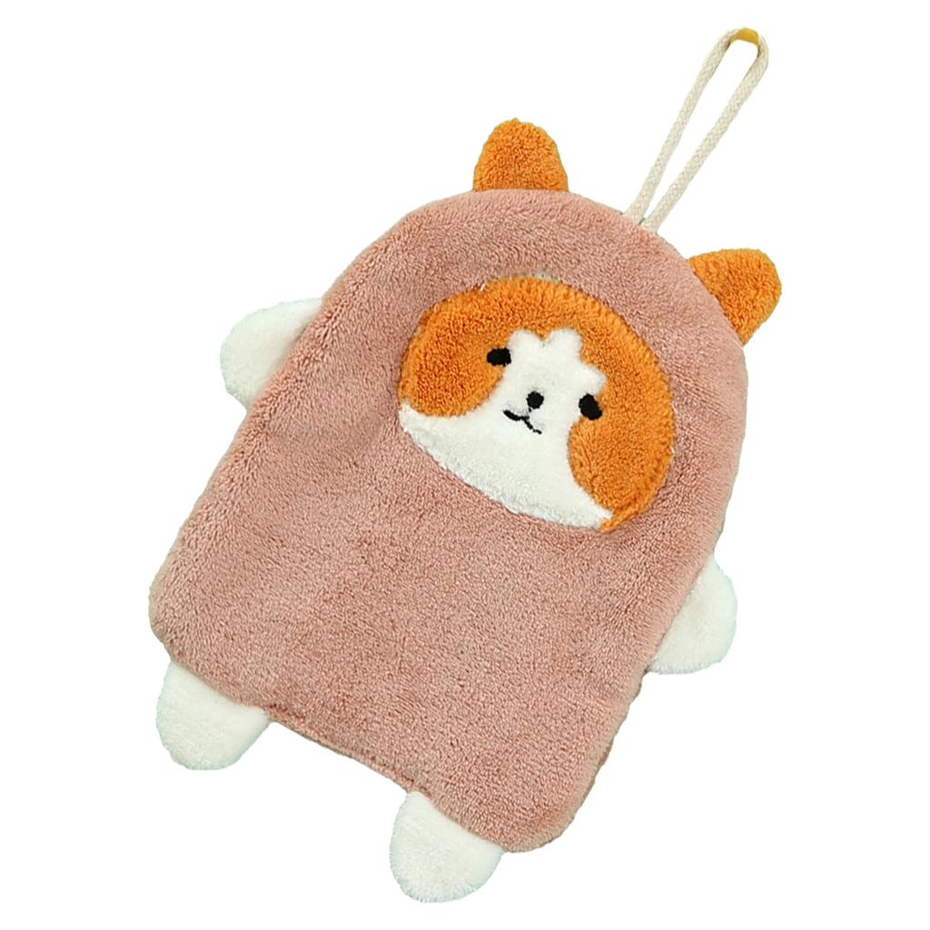 Towel Dog Pattern Coral Fleece Strong Water Absorption Fast Drying Hanging Hand Towel
