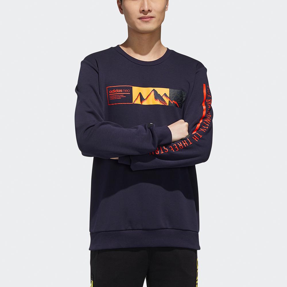 Adidas Neo Mountain Pattern And Letter Print Crew Neck Sweatshirt Men Tops Navy GM2284