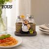 Мультяшный Повар Кухонный Декор Набор Солонок и Перечниц, Декоративная Статуэтка из Смолы, Органайзер-Разбрасыватель для Специй, Стеклянный Держатель для Столовой
