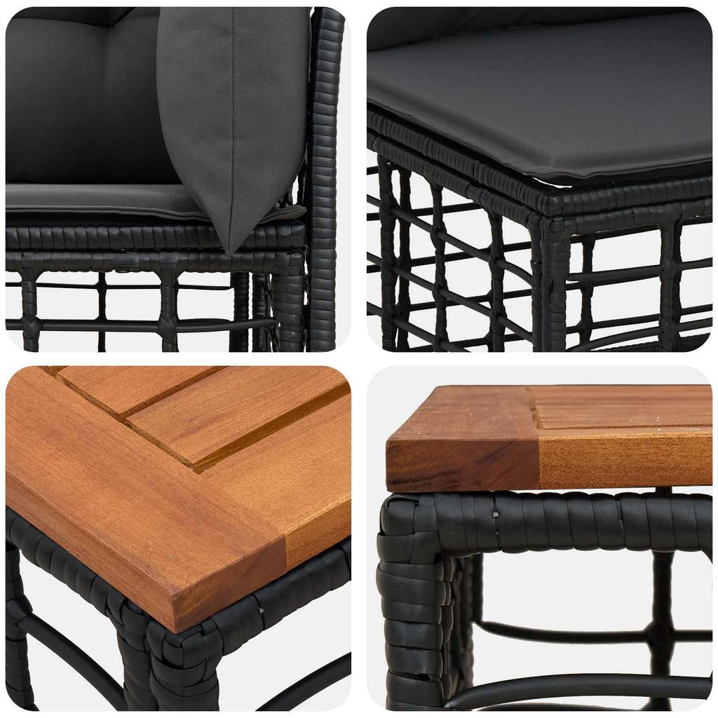 Outdoor Sofa Set 10 pcs Black and Dark Grey Polyester