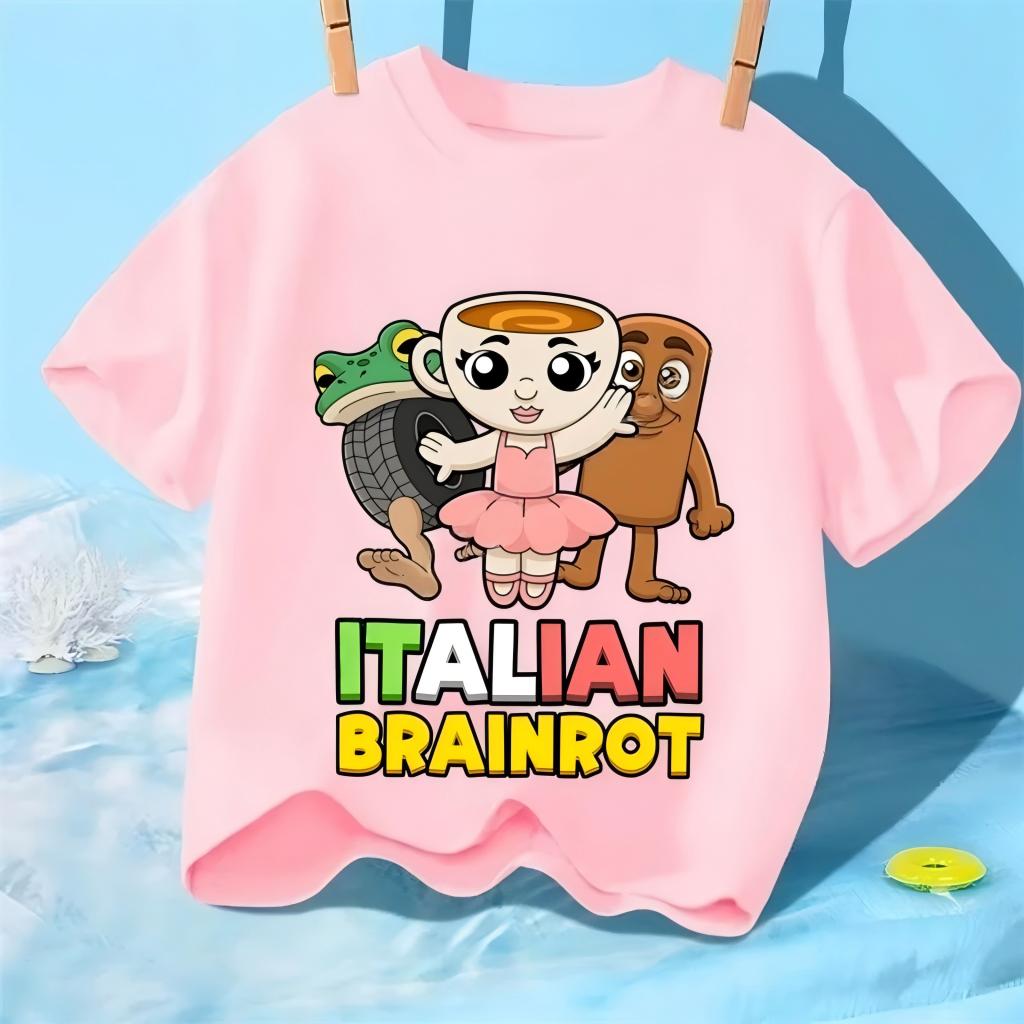 KidT Mange Kid Italian Brainrot Tshirt cartoon print Tshirt for kids basic round neck clothing Tshirts for boys and girls