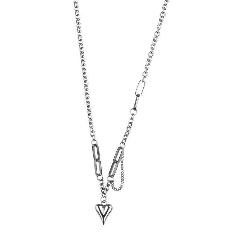 925 Sterling Silver Link Chain Heart Charm Pendent Necklace For Women Girls Party Jewelry Choker Collar Dz802