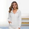 Women Fall Winter Hoodie Thick Plush Zipper Closure Long Sleeves Pure Color Jacket Plus Size Casual Daily Wear Outerwear for Travel Commuting