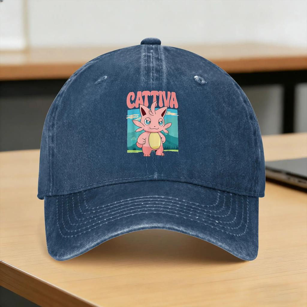 Washed Baseball Cap Cattiva Nature Scene Character Portrait Palworded Game Summer Trucker Hat Tennis Skate Sun Baseball Caps