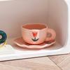 Маленький свежий розовый кофейный набор из чашки и блюдца с тюльпаном, чашка для питья для девочек, чашка для послеобеденного чая, чашка для латте в качестве сувенира