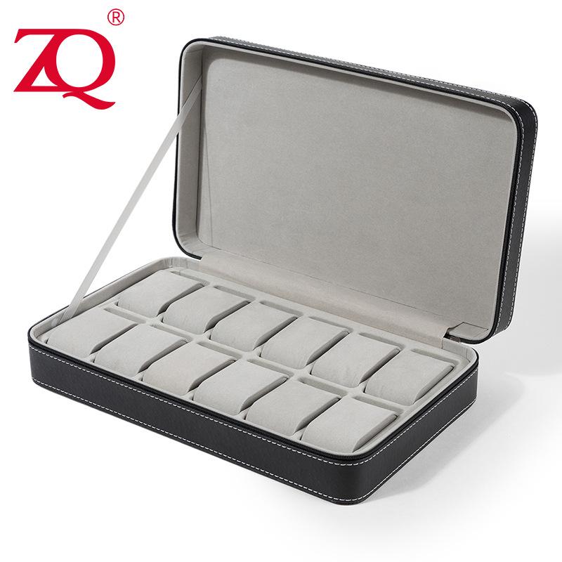 Портативная коробка для хранения на молнии из ПУ кожи для часов и ювелирных изделий, варианты на 6, 10 и 12 ячеек