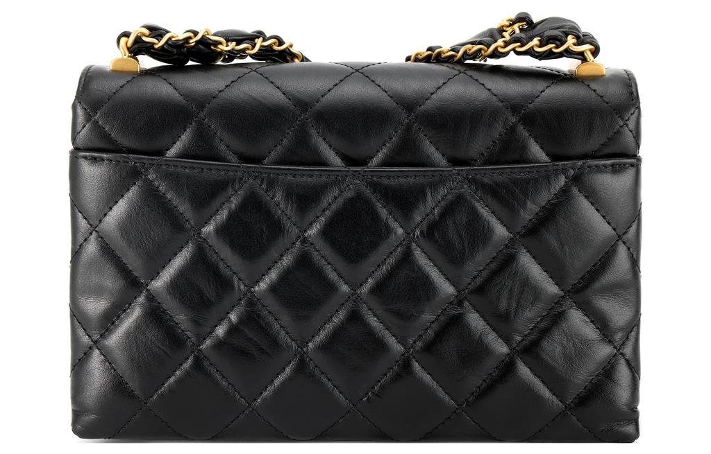Chanel 23k 19 Хобо Линге Кожаная Цепь Швейная Кожаная Сумка Тофу Ручная Сумка На Плечо Женская Черная