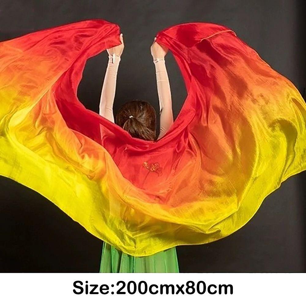 Long Belly Dance Veils Gradient Color Dancing Scarf Turban Hijabs Latin Belly Dance Shawls