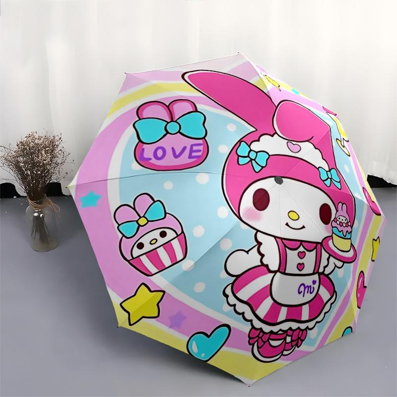 1 шт. Автоматический складной зонт My Melody с синим бантом - Идеально для фанатов, путешествий, повседневного использования и праздничных подарков!К036