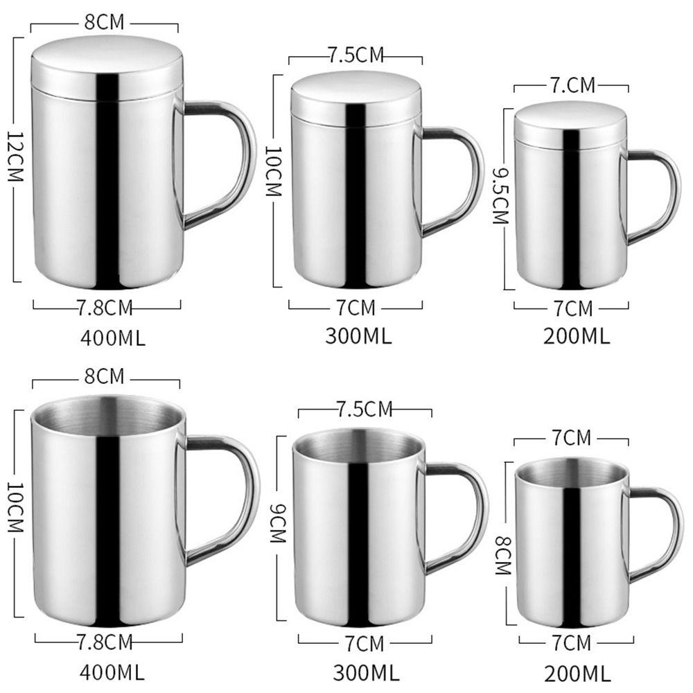 1Pcs 200/300/400ML Water Cup Double Layer Tea Cup New Stainless Steel Mug