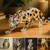 Fake Crystal Animal Sculpture Clear Glass Dog Cat Owl Eagle Leopard Figurine Statue Home Office Desktop Decoration Ornament