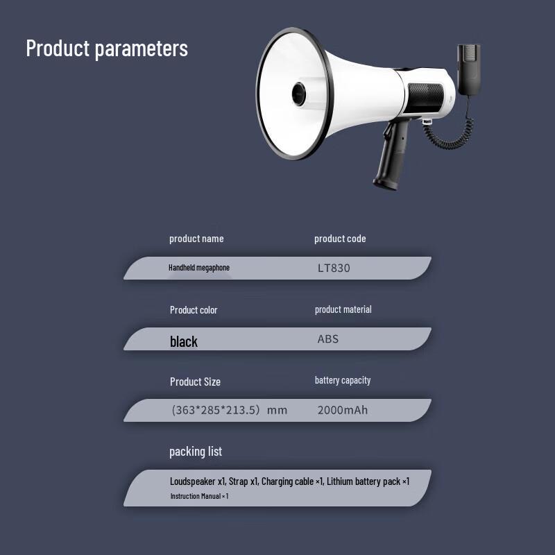 Deli 15W Handheld Megaphone with Separate Microphone and Bluetooth