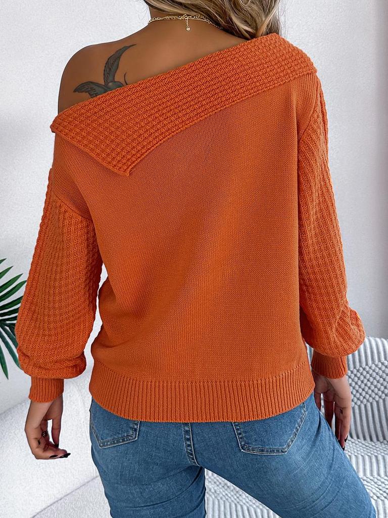 Осенний Зимний Сексуальный Свитер с Воротником-стойкой, Снимающийся с Плеч, Косами, Длинным Рукавом, Женская Одежда