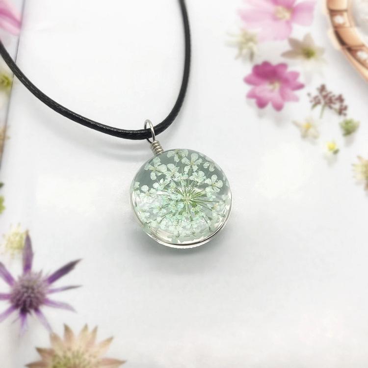 Beautiful Dandelion Necklace Eternal Flower Clavicle Chain Male and Female Couples Crystal Dried Flower Glass Ball Pendant Accessories