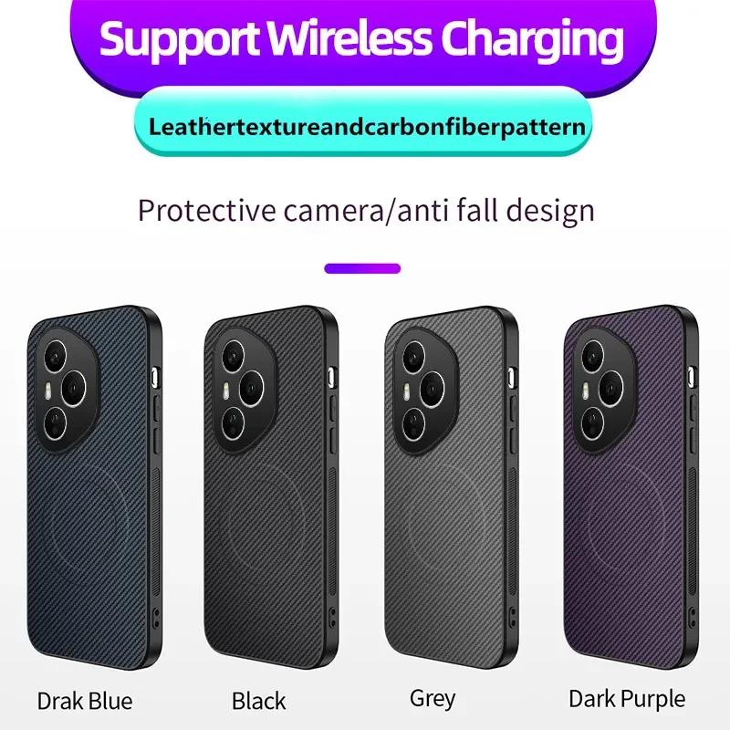 For Honor 400 Lite 200 Smart Pro Phone Case Magnetic Wireless Charging Lens Protect Shockproof Silicone Leather Back Cover Cases