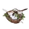Decorative Bird Nest with Artificial Birds and Eggs Handmade Garden Decoration Photography Props Gift for Children