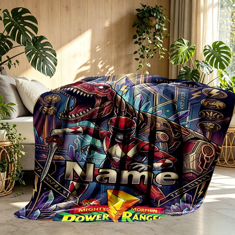 Custom Name Personalized Power Rangers Print Blanket, Home Decor, Bedroom, Sofa, Camping, Couch, Gifts for Birthday Christmas