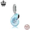 Original S925 Sterling Silver Blue Conch Pendant Beaded DIY Bracelet Accessory