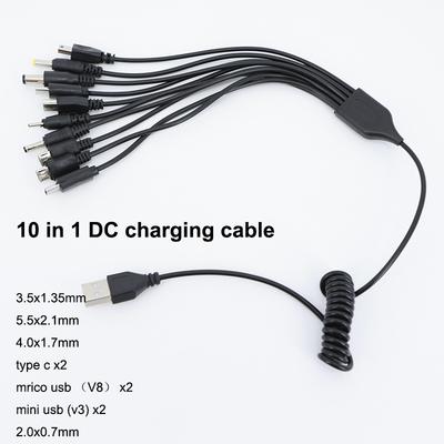 Универсальный 10 в 1 DC Micro USB штекер Мобильный телефон пружинный питание 10-контактный Адаптер для зарядки Штекер Кабель Зарядный провод для телефона игрушек