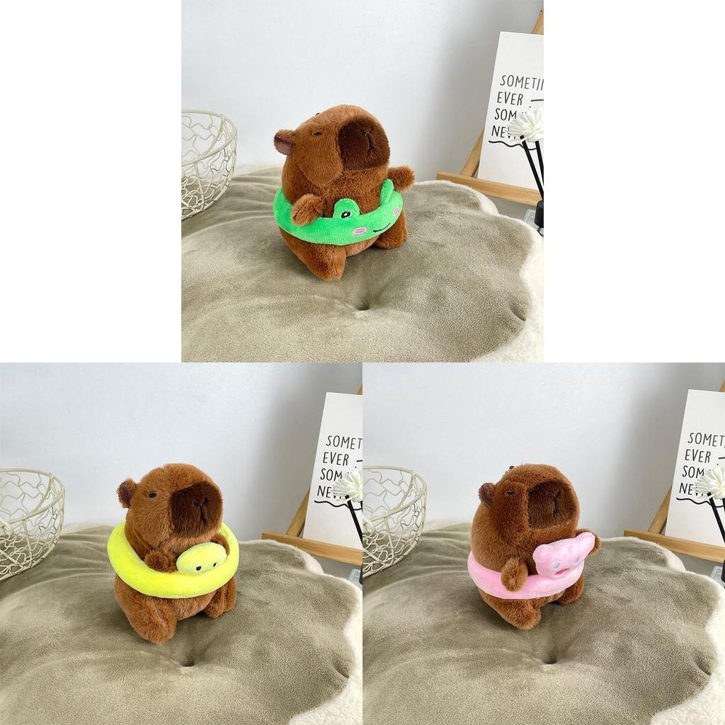 Capybara Swimming Circle Plush Keychain Doll Pendant Bag Decoration Gift Kids