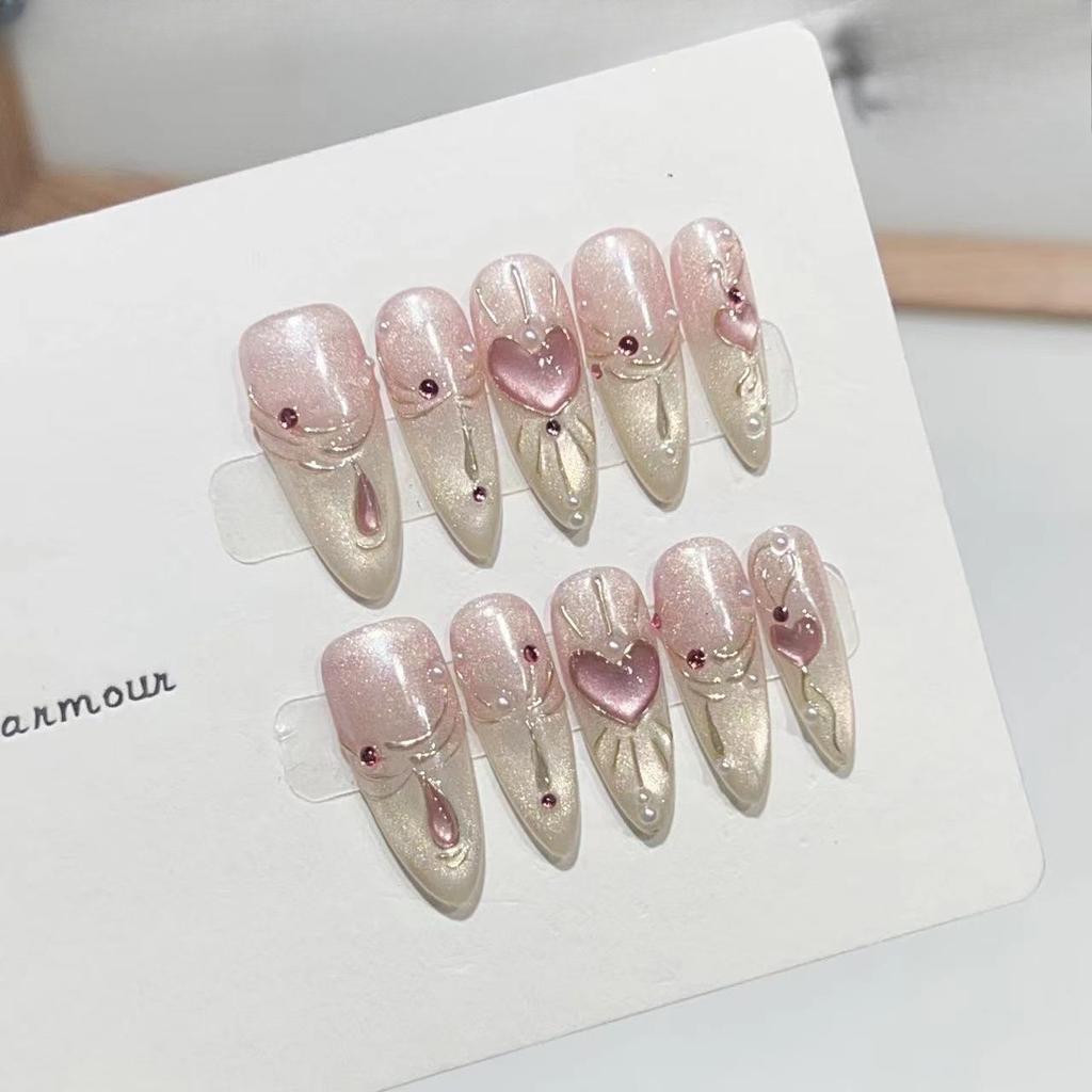 Sailor Moon Manicure Wearing Armor Highlight Cat Eyes Love Gradient French Removable Fake Nail Patch