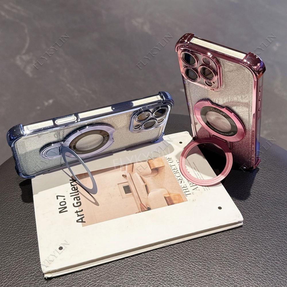 Shockproof Magnetic Bracket Phone Case For Xiaomi Redmi 14C 13 13C 12 12C 10 10 With Lanyard Soft Back Cover