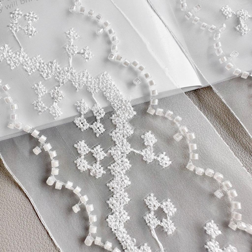 White Organza Handmade Beads Embroidery Barcode Diy Jewelry Window Trim Skirt Top Accessories Lace Accessories