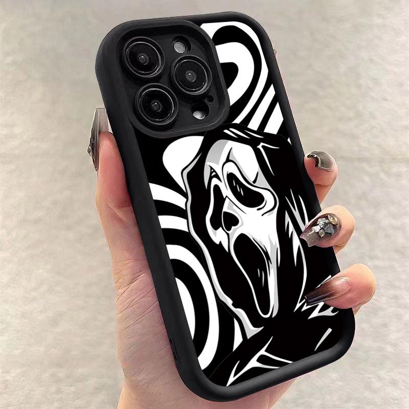 Модный Чехол Для Телефона С Принтом Черепа Для iPhone 16 15 14 13 12 11 Pro Max XS X XR 7 8 SE Утолщенный Силиконовый Мягкий Задний Чехол