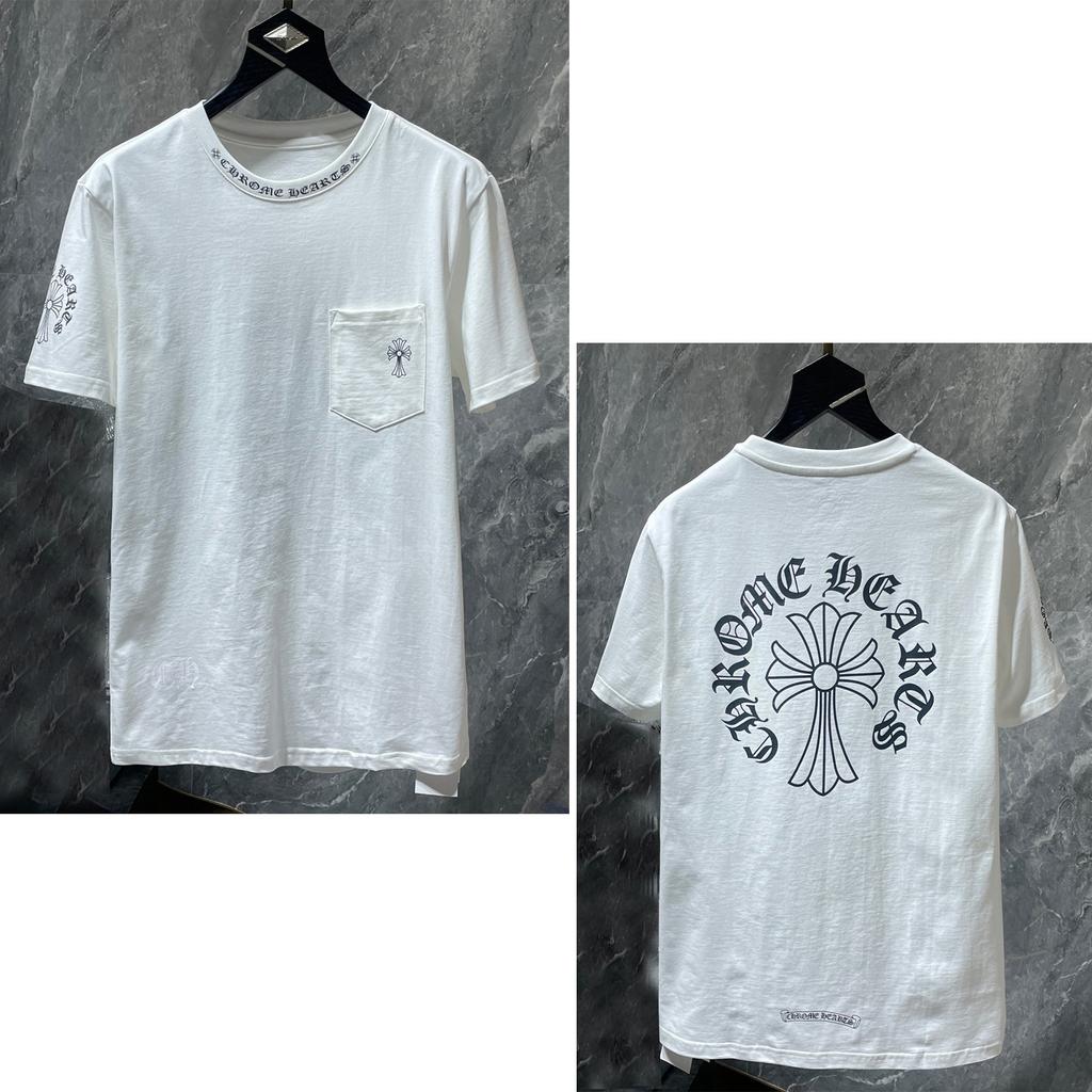 8010 CHROME HEARTS Лето 2026 Новая Высококачественная Хлопковая Круглый Вырез Свободная Большого Размера Мужская и Женская Футболка Футболка для Пары