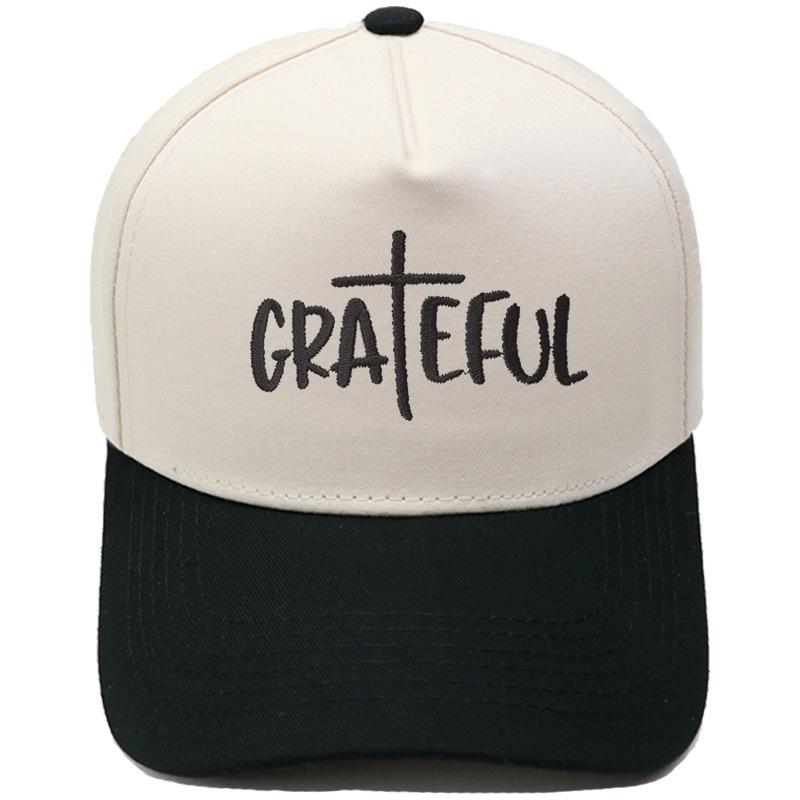 GRATEFUL truck driver hat cross embroidery retro color matching baseball cap European and American men's and women's casual hat