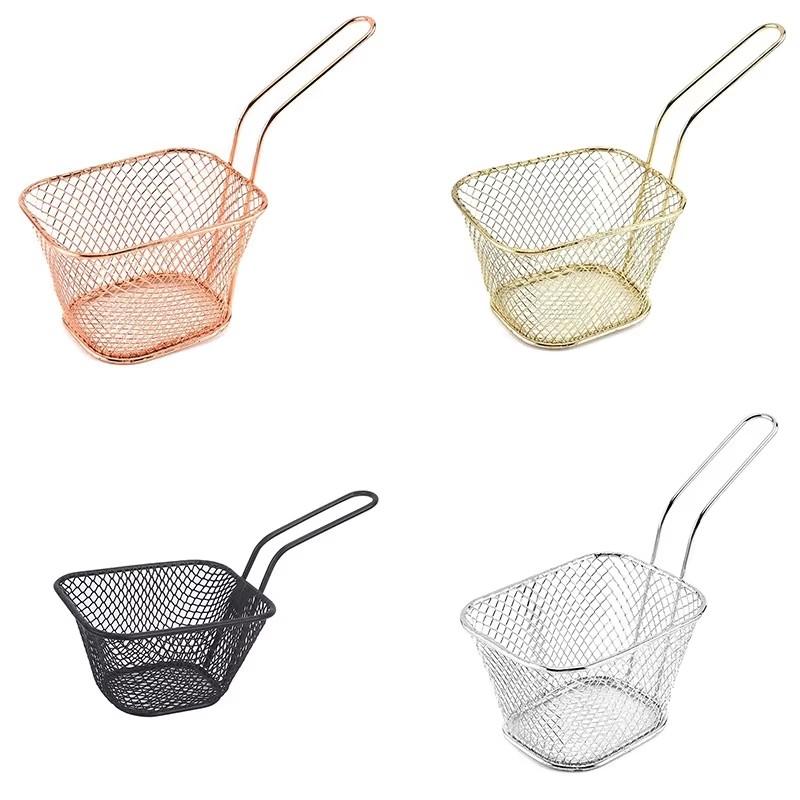 Корзина из нержавеющей стали для куриных чипсов, сетчатый фильтр для жареных продуктов, сетчатый фильтр для барбекю, сетчатые корзины для чипсов во фритюре, презентация еды