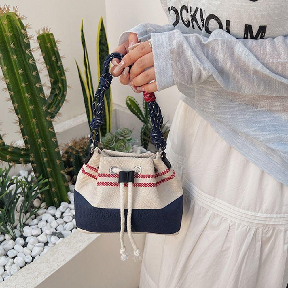 Purse Retro Canvas Bucket Bags Crossbody Bag Drawstring Bucket Bag  Girls