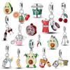 Copper Charms Food Fruit Avocado Cake Cherry Beads Fit Original Bracelet Charm Pendant Diy Women Jewelry Gift