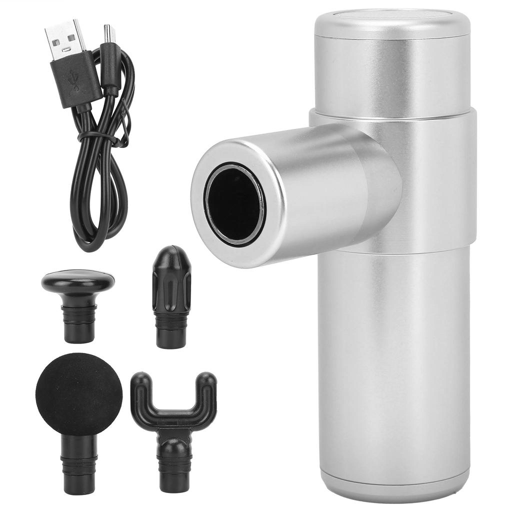 Бытовой массажер для глубоких тканей мышц, пистолет для снятия боли, ручной электрический массажер для мышц, серебристый