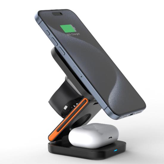 Беспроводное зарядное устройство для iPhone, Android, iWatch для AirPods, складные магнитные беспроводные часы для телефона 3-в-1