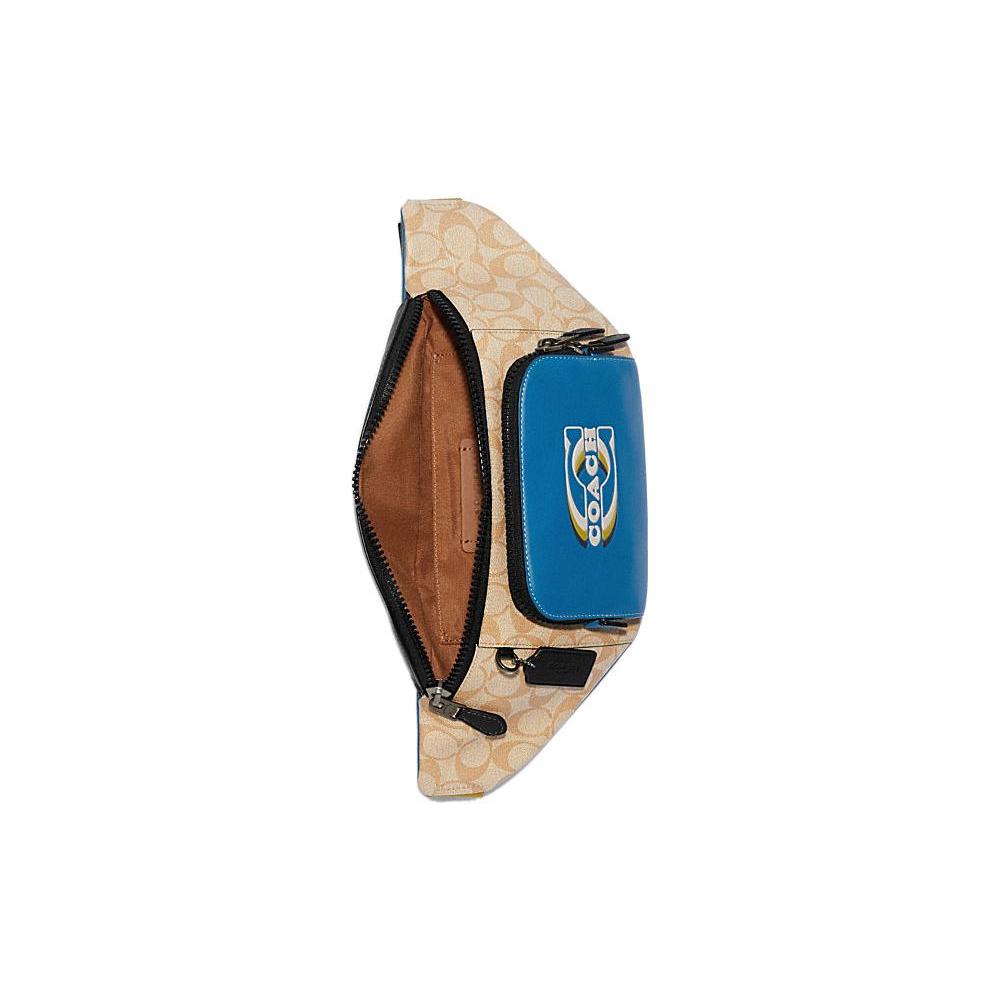 New COACH Track Cow Leather One Shoulder Crossbody Fanny Pack Men's Blue & Beige CH587-QBVFG