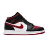 Детские кроссовки Jordan 1 Mid Bred Toe (GS) Черный/Благородный Красно-Белый