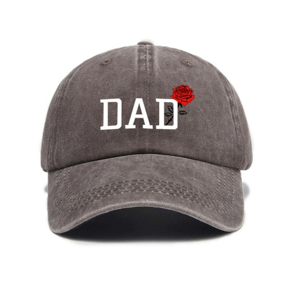 2pcs/set Classic Mom Dad Rose Printed Cap Washed Cotton Baseball Hats For Man Women