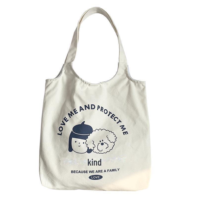 Сумка через плечо из холста в корейском стиле - Ulzzang Harajuku Soft Girl Japanese Large Literary Shopping Tote