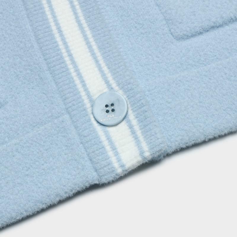 Fila Original Comfortable Loose Warm Soft Knit Sweater Women Sweater Snow-Velvet-Blue F11W349406FBU