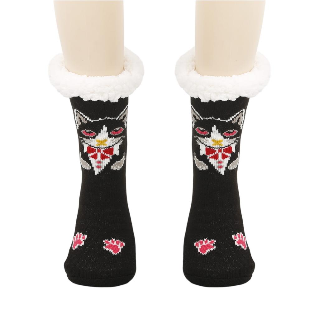 Women's Foot Covering Warm And Velvet Socks Cute Sleep Socks Home Mid Tube Floor Socks