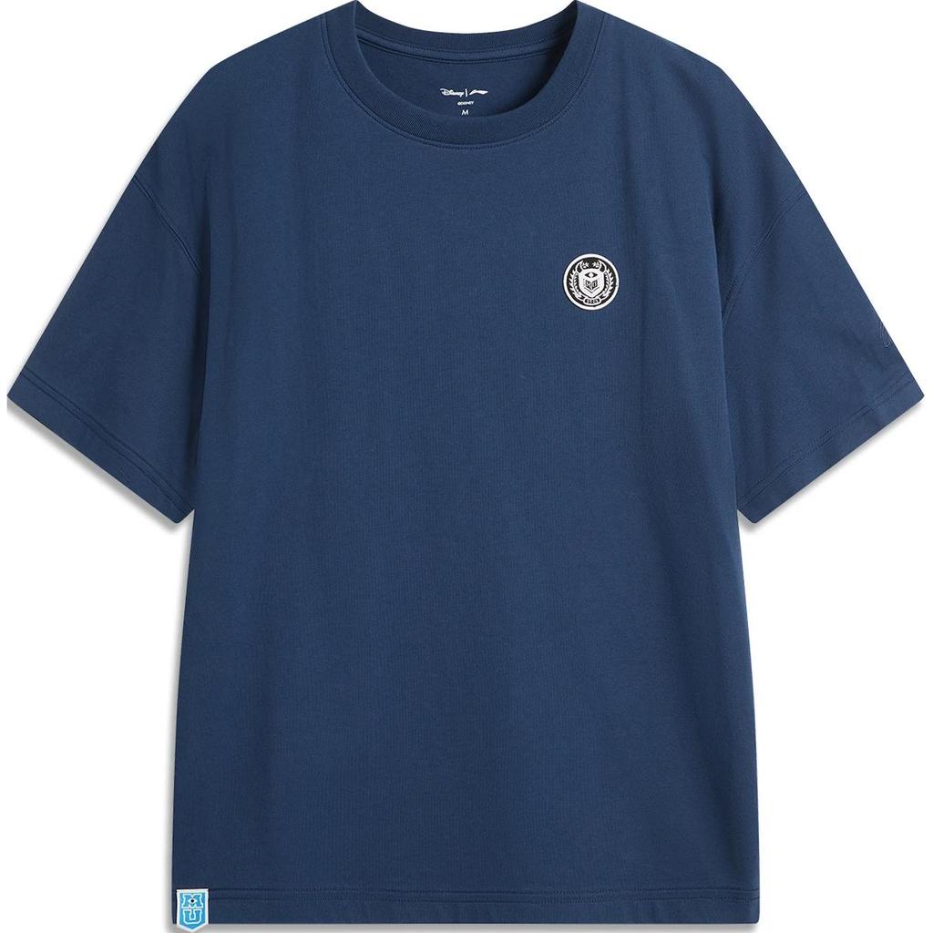 Li Ning X Disney Collaboration Monsters University Series Printed Letter Round Neck Comfortable Breathable Loose Short Sleeve T-Shirt AHSU486-4