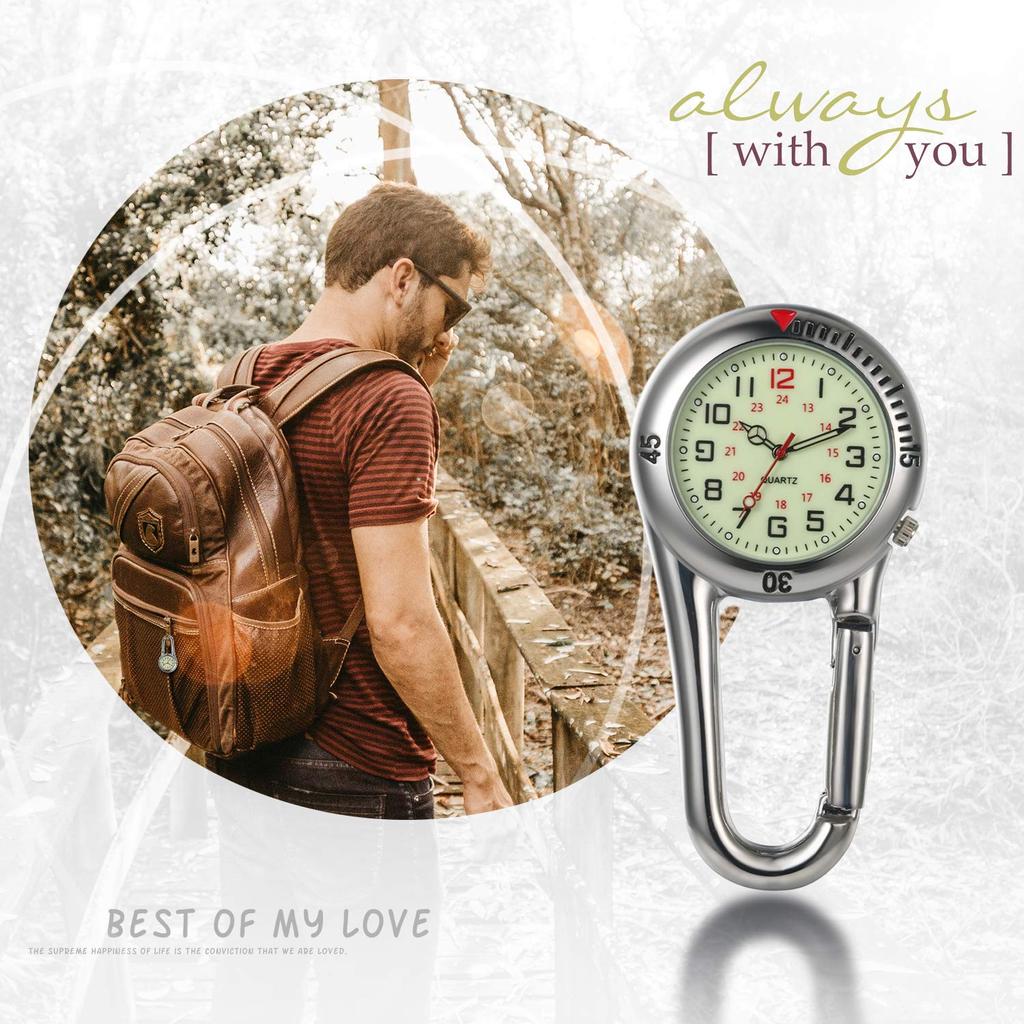 Lancardo Nurse Watch Pocket Watch Analog Luminous Carabiner Silver Men's Women's