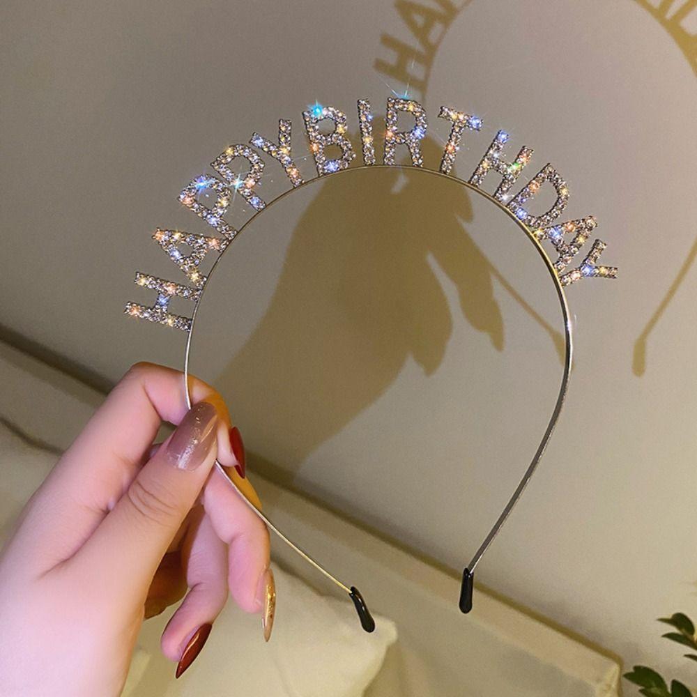 Letter Birthday Queen Headband Female Jewelry Birthday Hair Hoop  Party Atmosphere Hat
