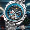 Tourbillon Hollowed Out Strong Luminous Moon Phase Mechanical Watch for Men, Fully Automatic Business Watch, Holiday Gift, Stainless Steel Watch