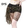 Belly Dance Hip Scarf Sequin Woven Wrap Skirt Hollow Out Mini Skirt Waistband Oriental Indian Dancer Sash Performance Carnival Costume Accessory