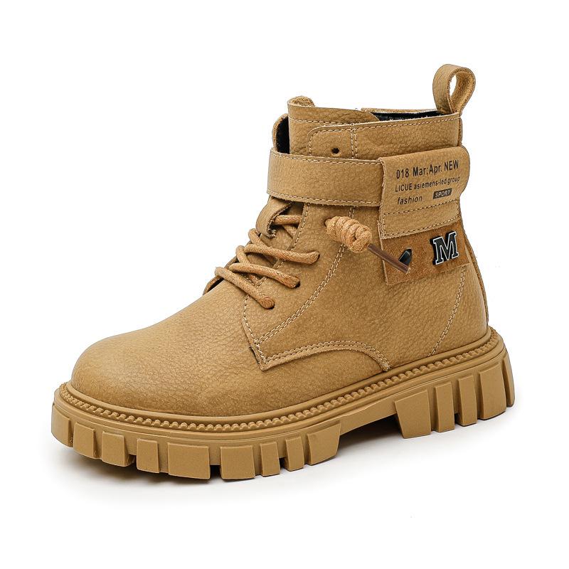 Boys Martin Boots Fashion Casual Children's Single Boots Autumn and Winter Older Children's Little Boys Cotton Boots