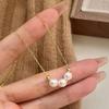 Three Pearl Necklace French Retro Light Luxury Neck Chain with Pull-out Adjustable Collarbone Chain